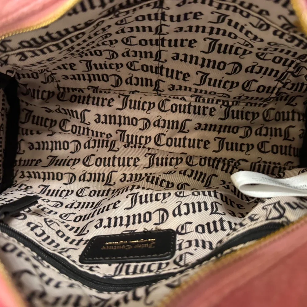 Vintage Y2K Juicy Couture Pink Velour Satchel Bag and Matching Wallet Set Rare